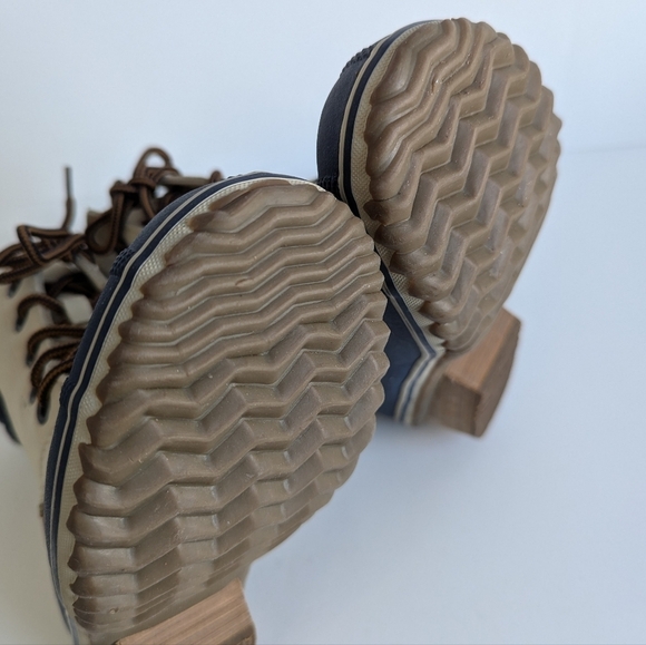 Sorel Slimpack Lace II Shell Rubber Leather Wool Boot Oatmeal Collegiate Navy 8½ - Picture 8 of 10